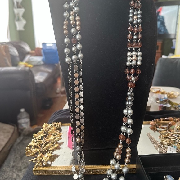 Chico's Multi-Layered Faux Pearl Necklace 36" Anniversary Gift - Picture 3 of 6
